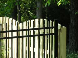 Black Aluminum, Wrought Iron,  with Wood Arch Fences