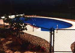 swimming pool  chain link fence, black vinyl coated